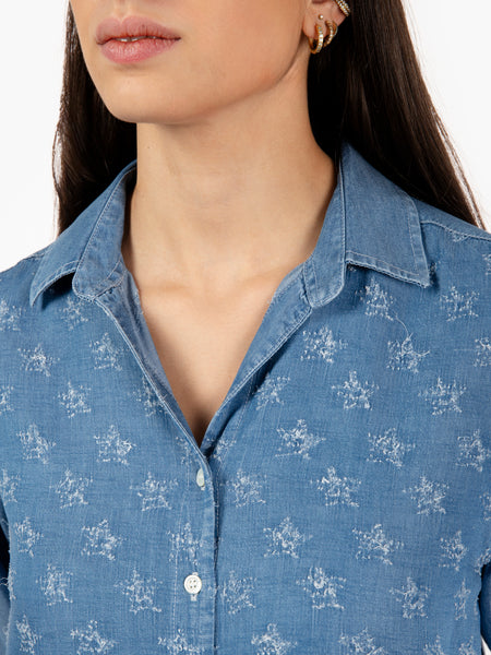 Camicia Immacolata con stelle denim chiaro