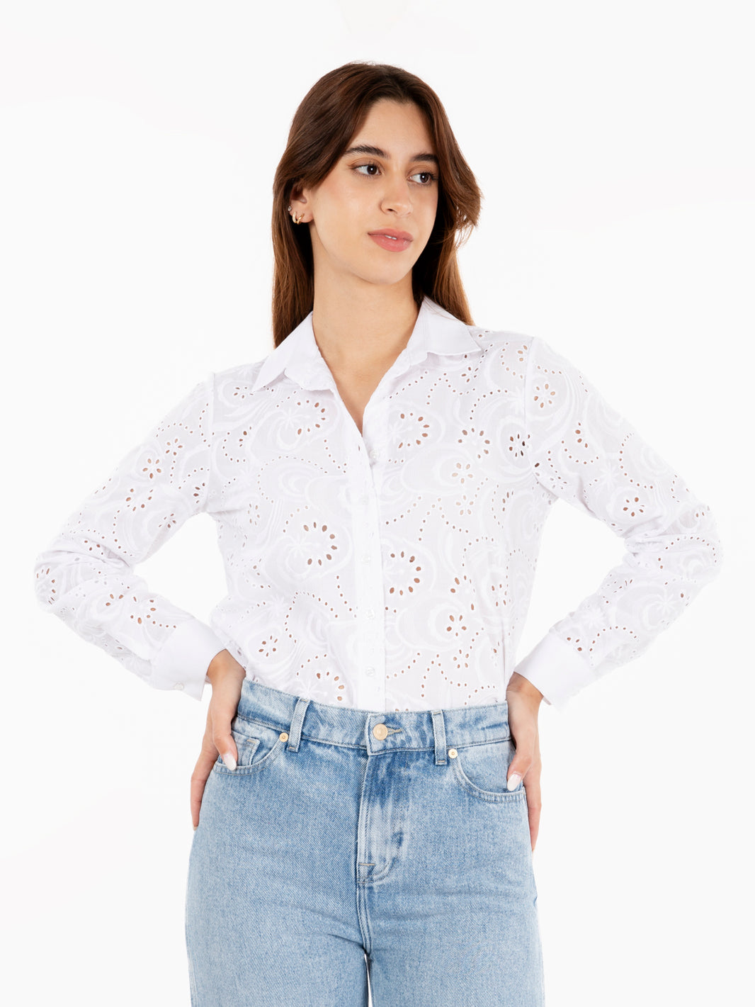 White Sangallo Cotton Shirt