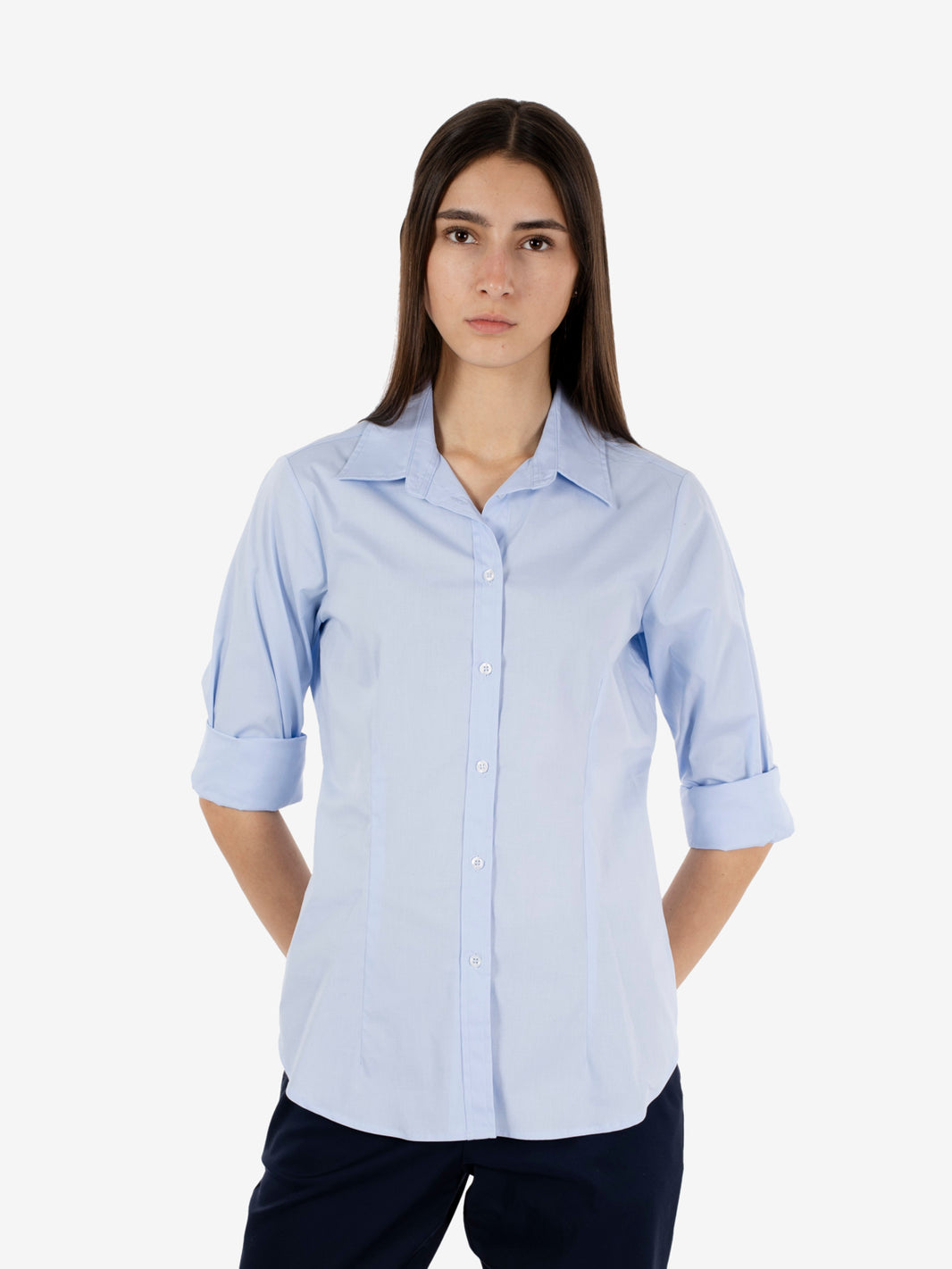 Sky blue stretch cotton shirt