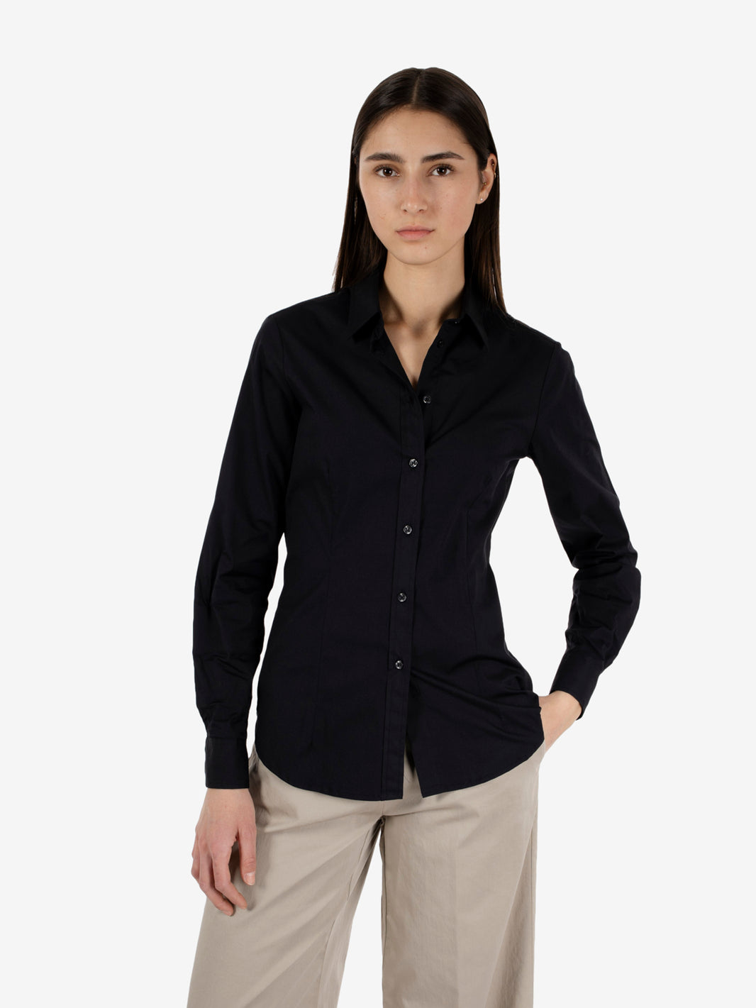 Black Stretch Cotton Shirt