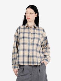 Camicia in flanella check beige / blu