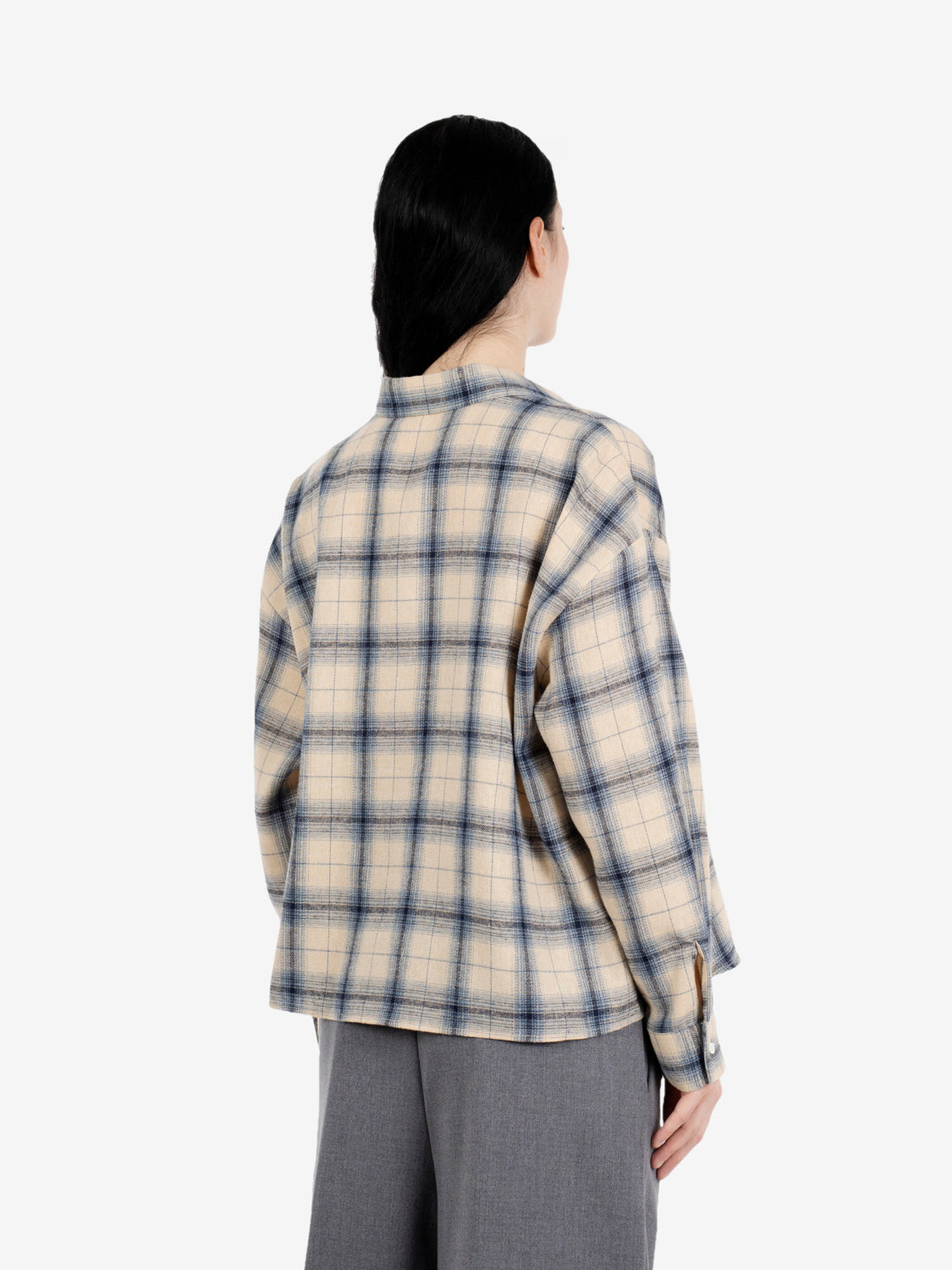 Camicia in flanella check beige / blu