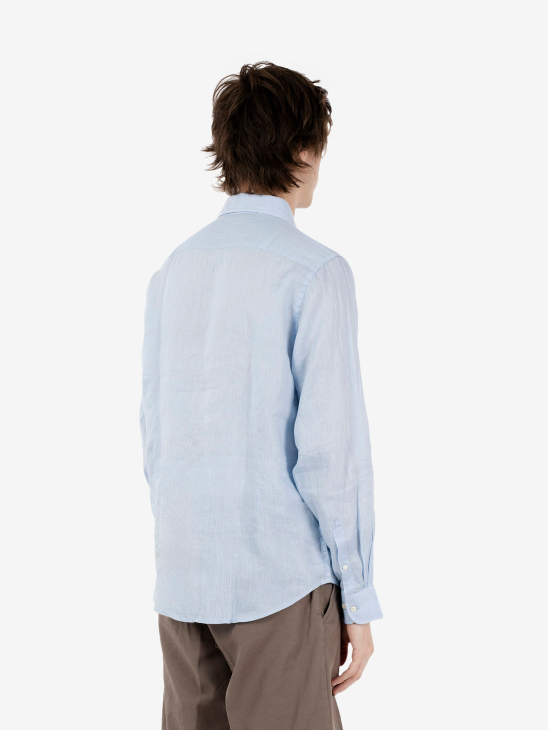 Camicia in lino celeste