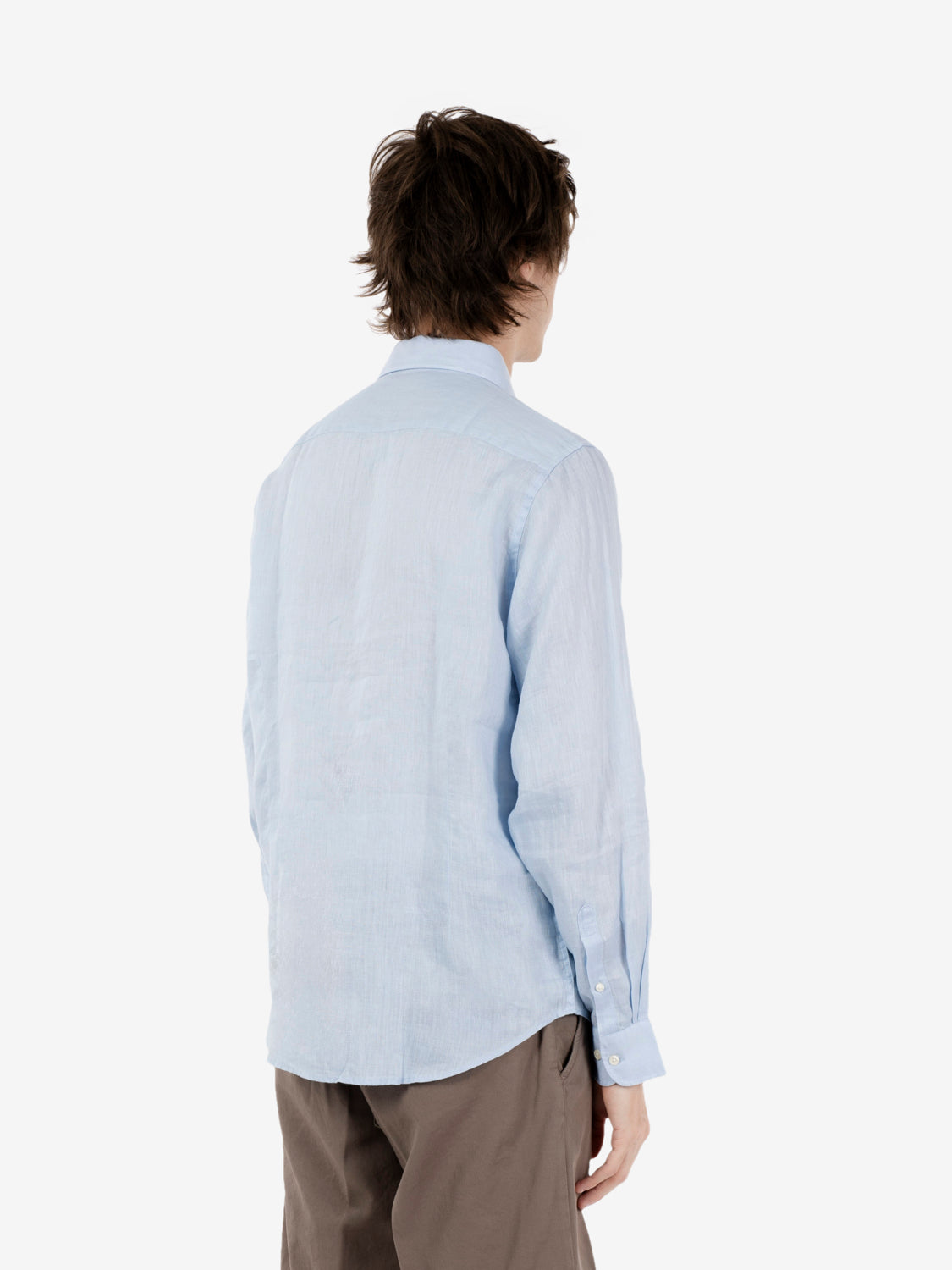 Camicia in lino celeste