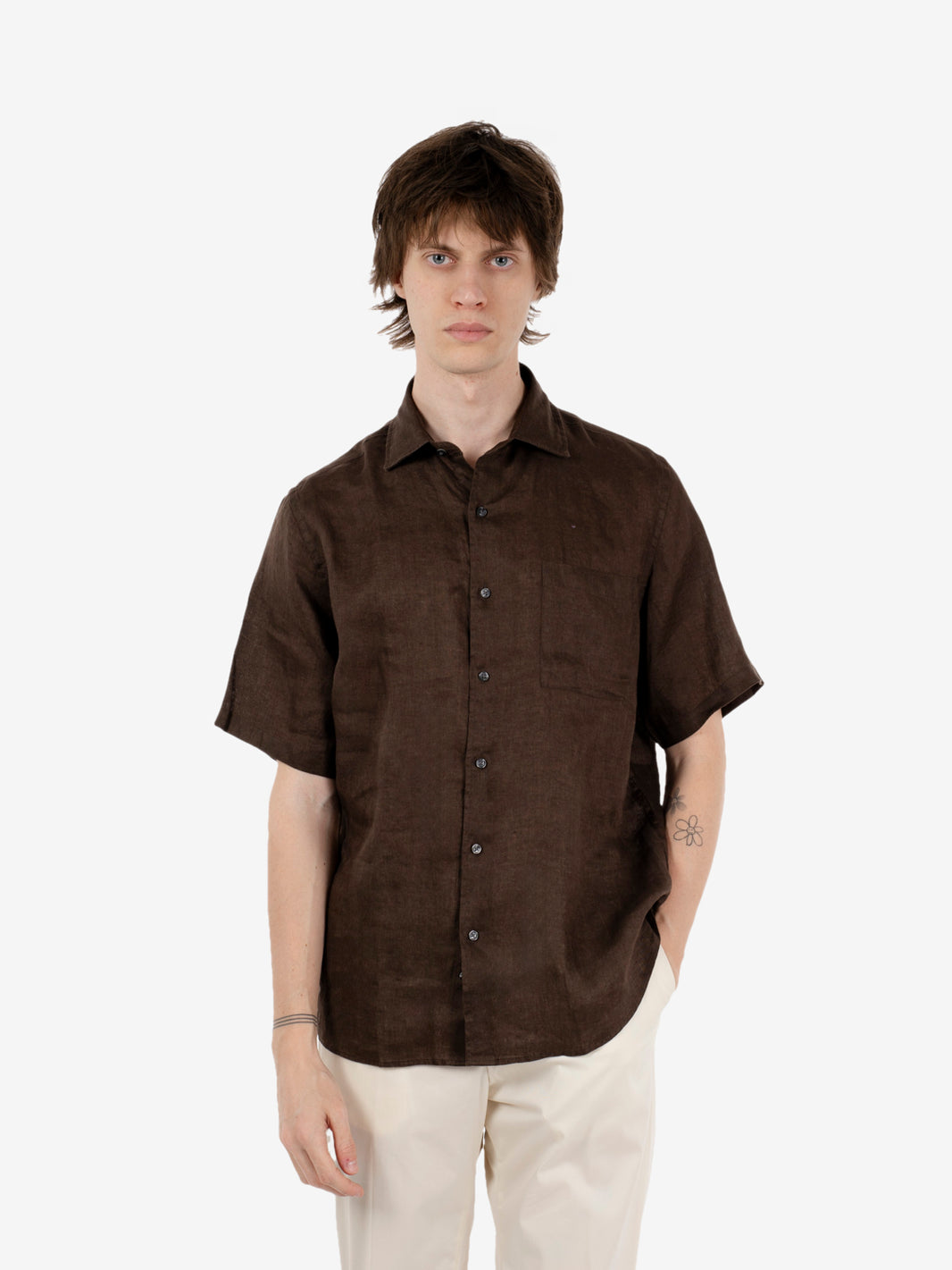 Camicia in lino chocolate