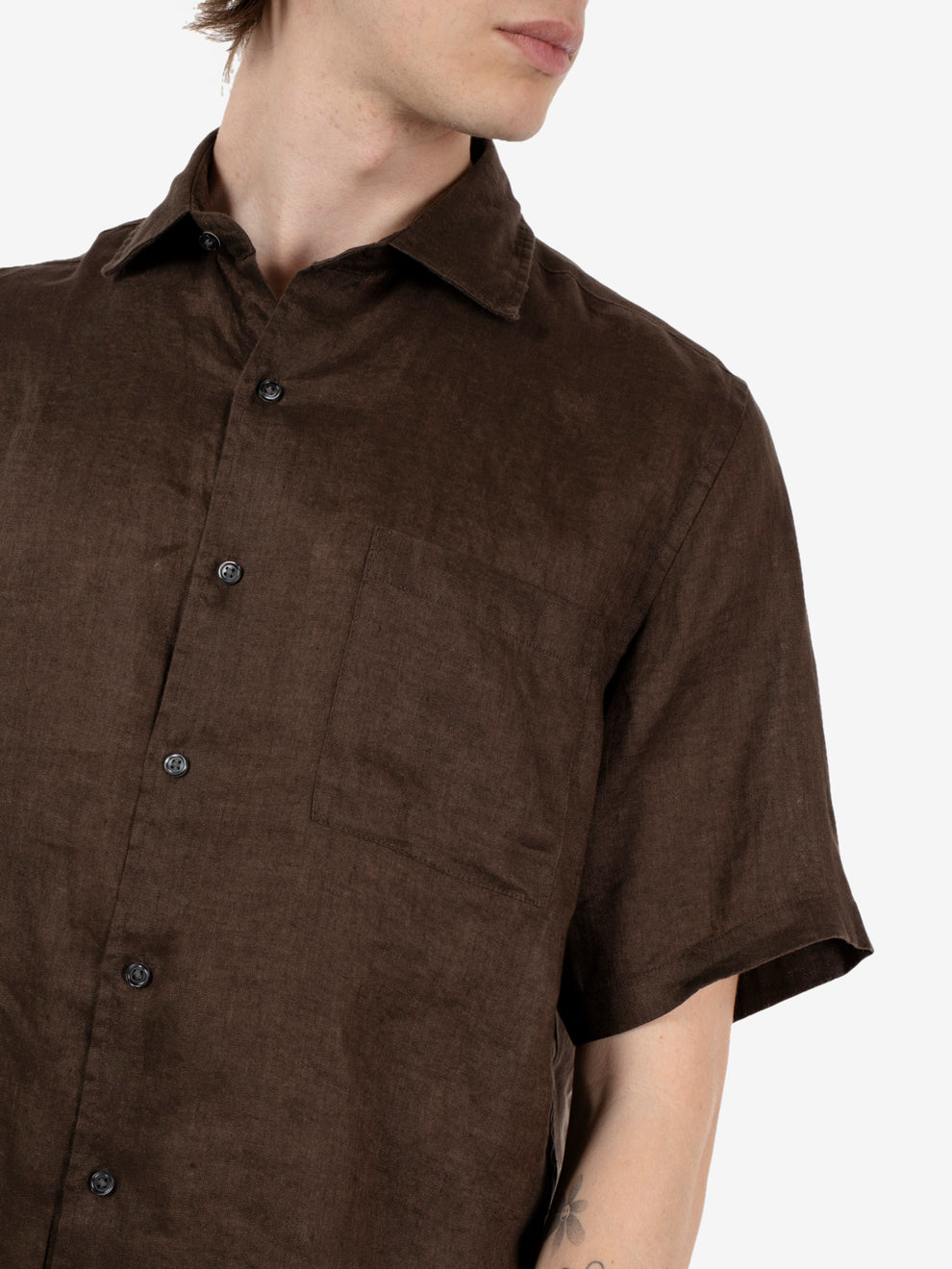 Camicia in lino chocolate