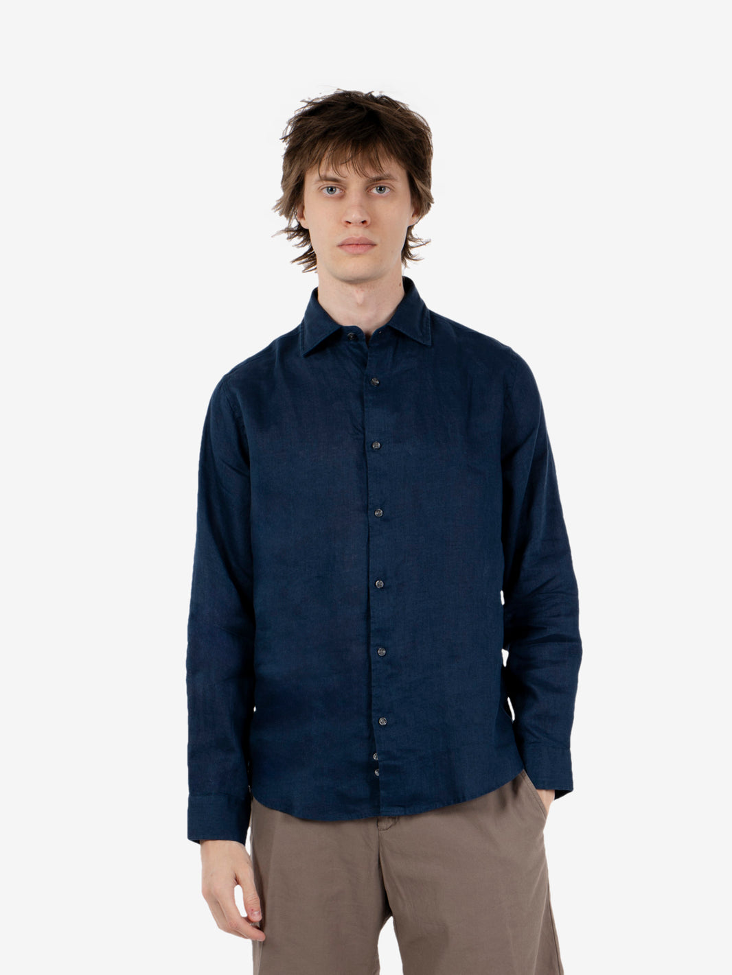 Camicia in lino cobalto