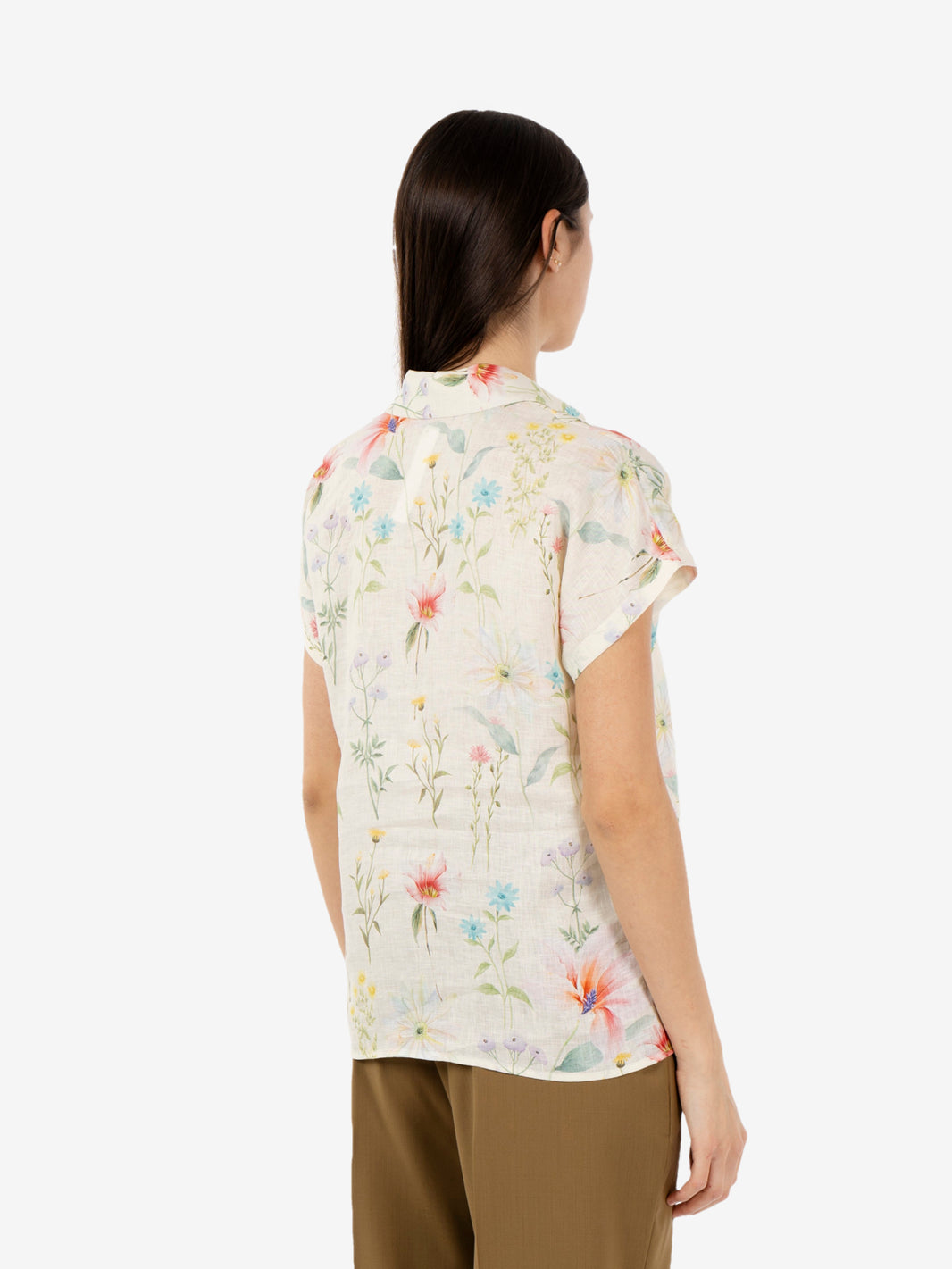 Linen shirt with floral pattern