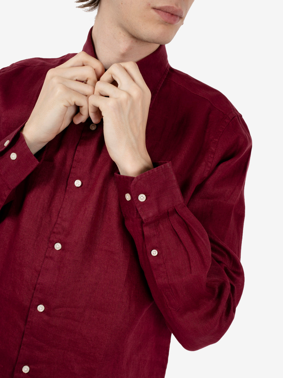 Camicia in lino lambrusco