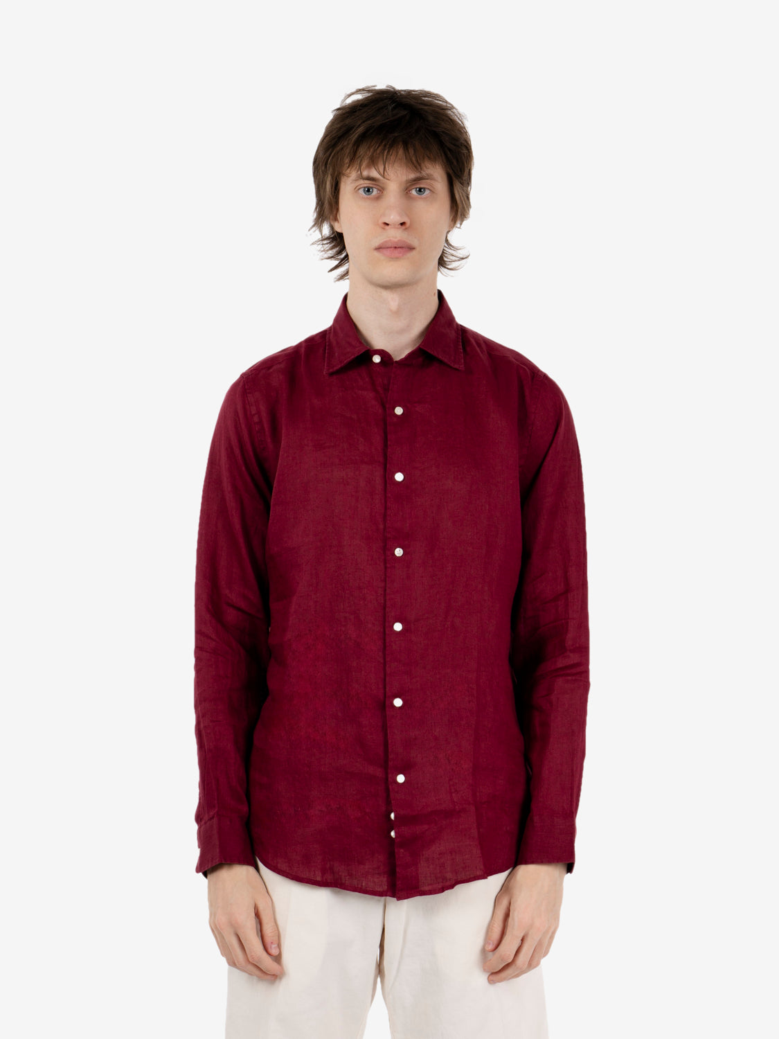 Camicia in lino lambrusco