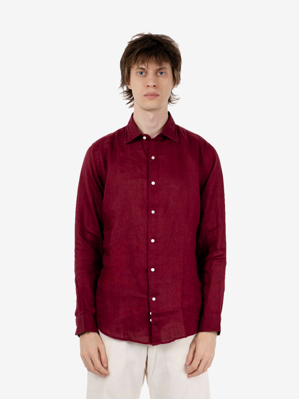 Camicia in lino lambrusco