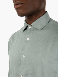 Camicia in lino olive