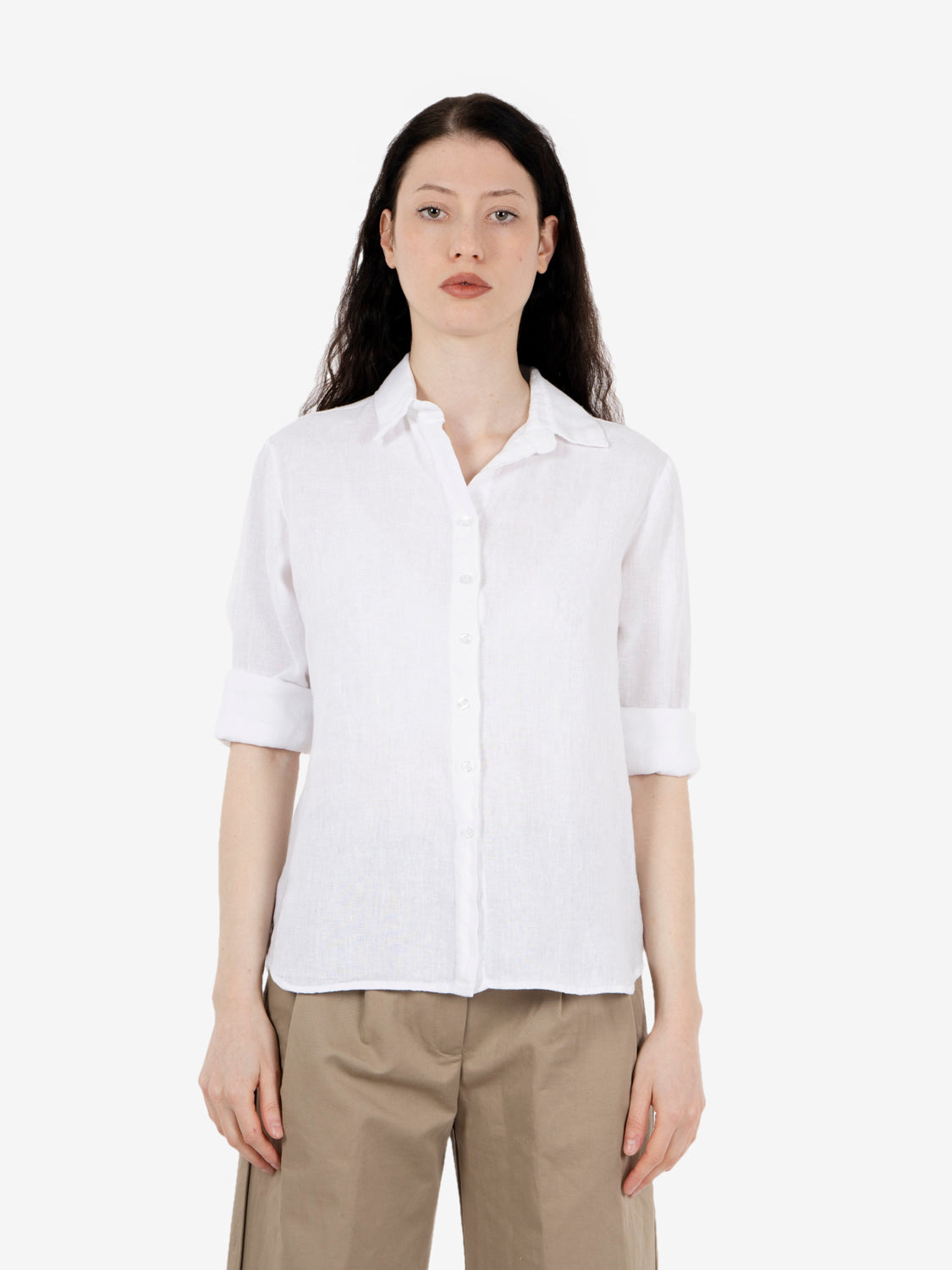Slim white linen shirt