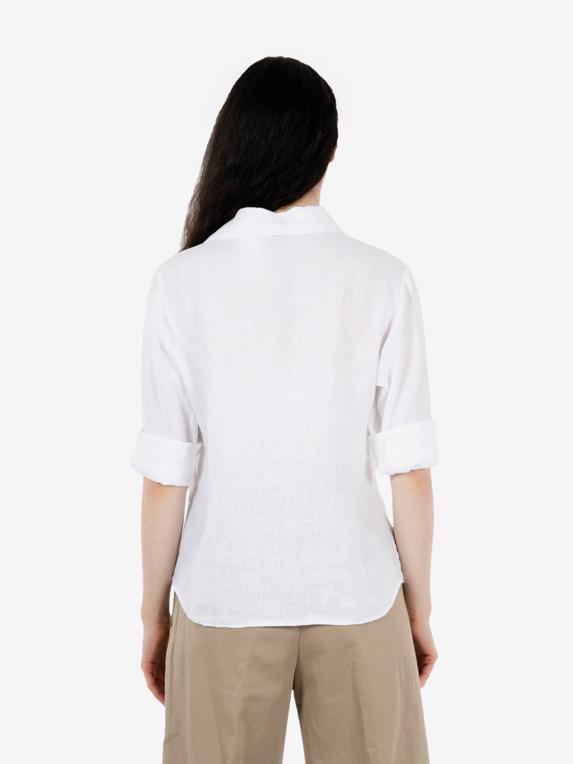 Slim white linen shirt
