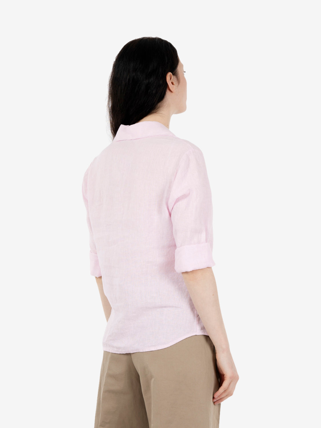 Camicia in lino slim rosa