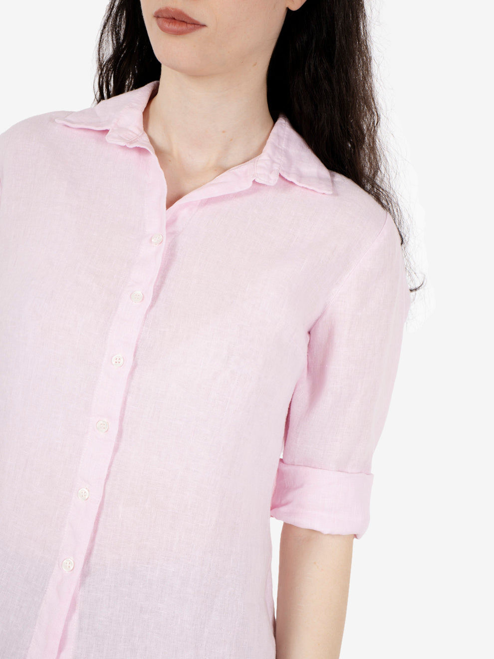 Camicia in lino slim rosa