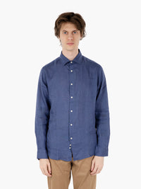 Camicia in lino ultramarine