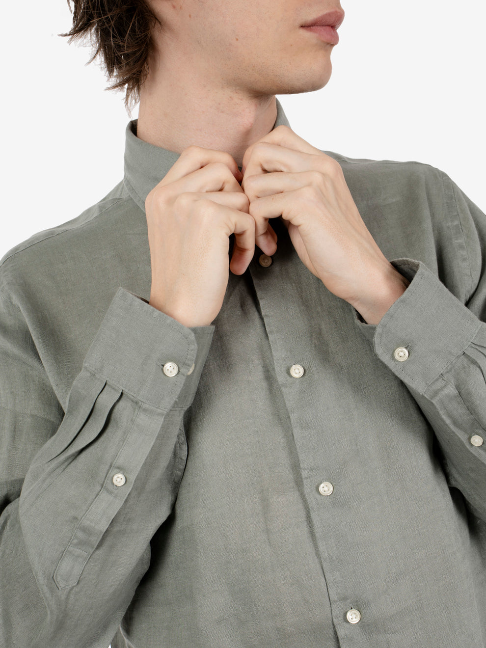 Camicia in lino verde cipresso