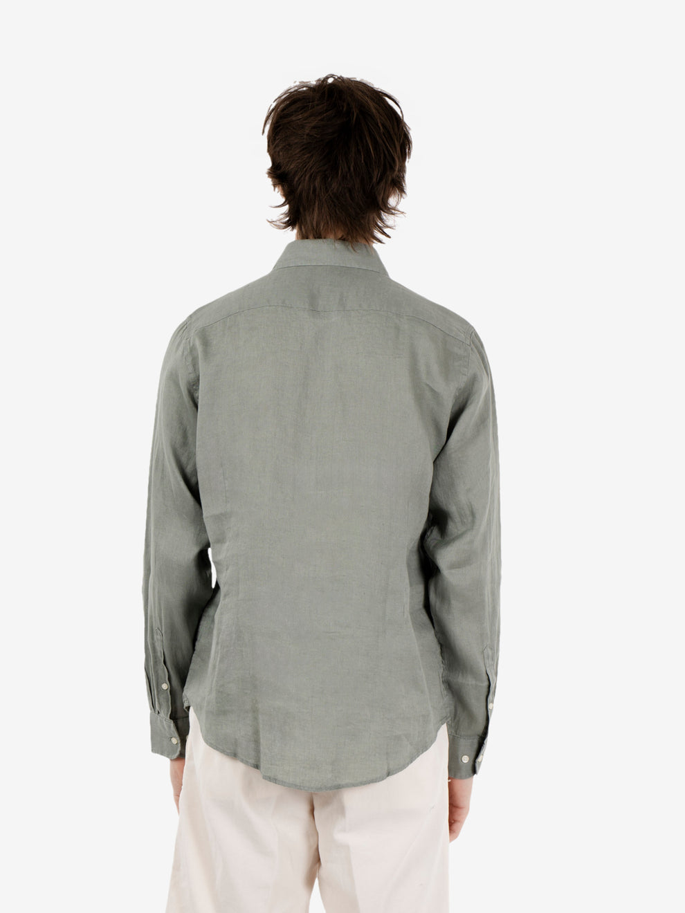 Camicia in lino verde cipresso