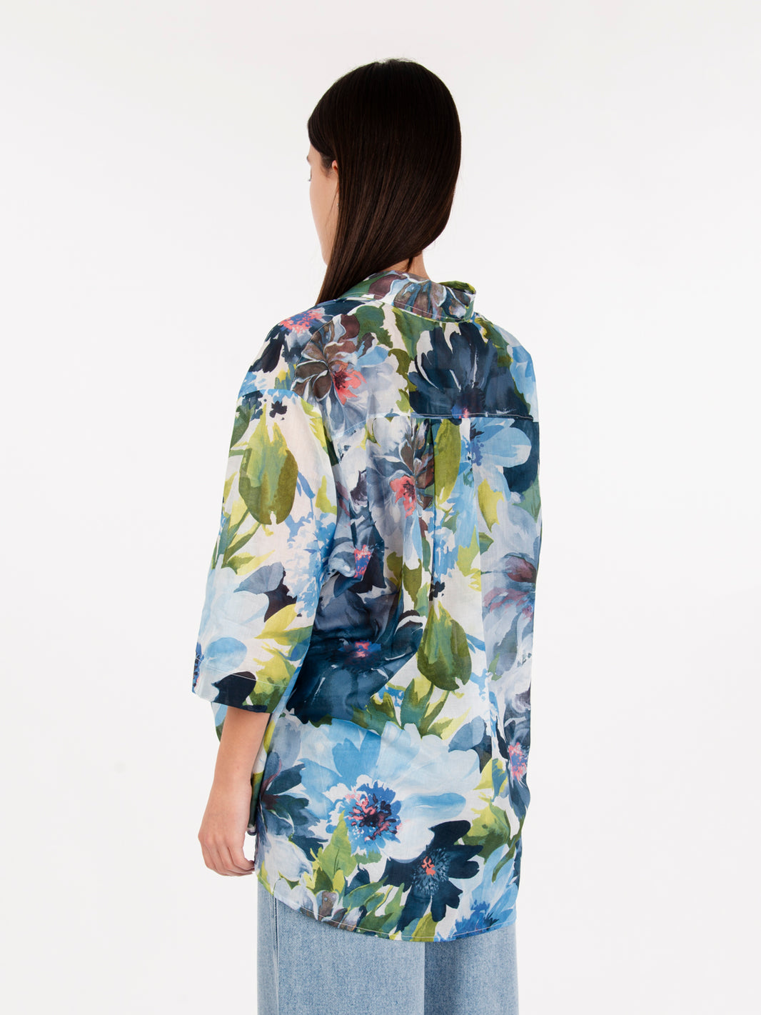 Camicia in mussola fantasia blu