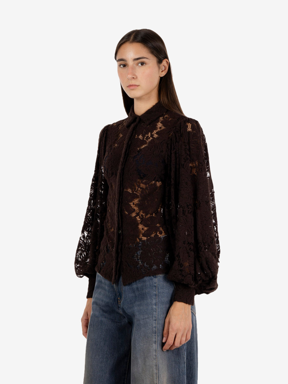 Camicia in pizzo balloon moro