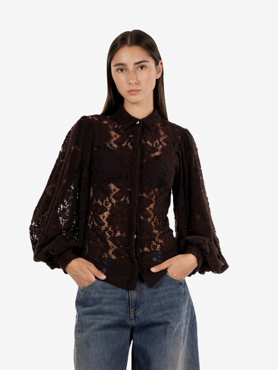 Camicia in pizzo balloon moro