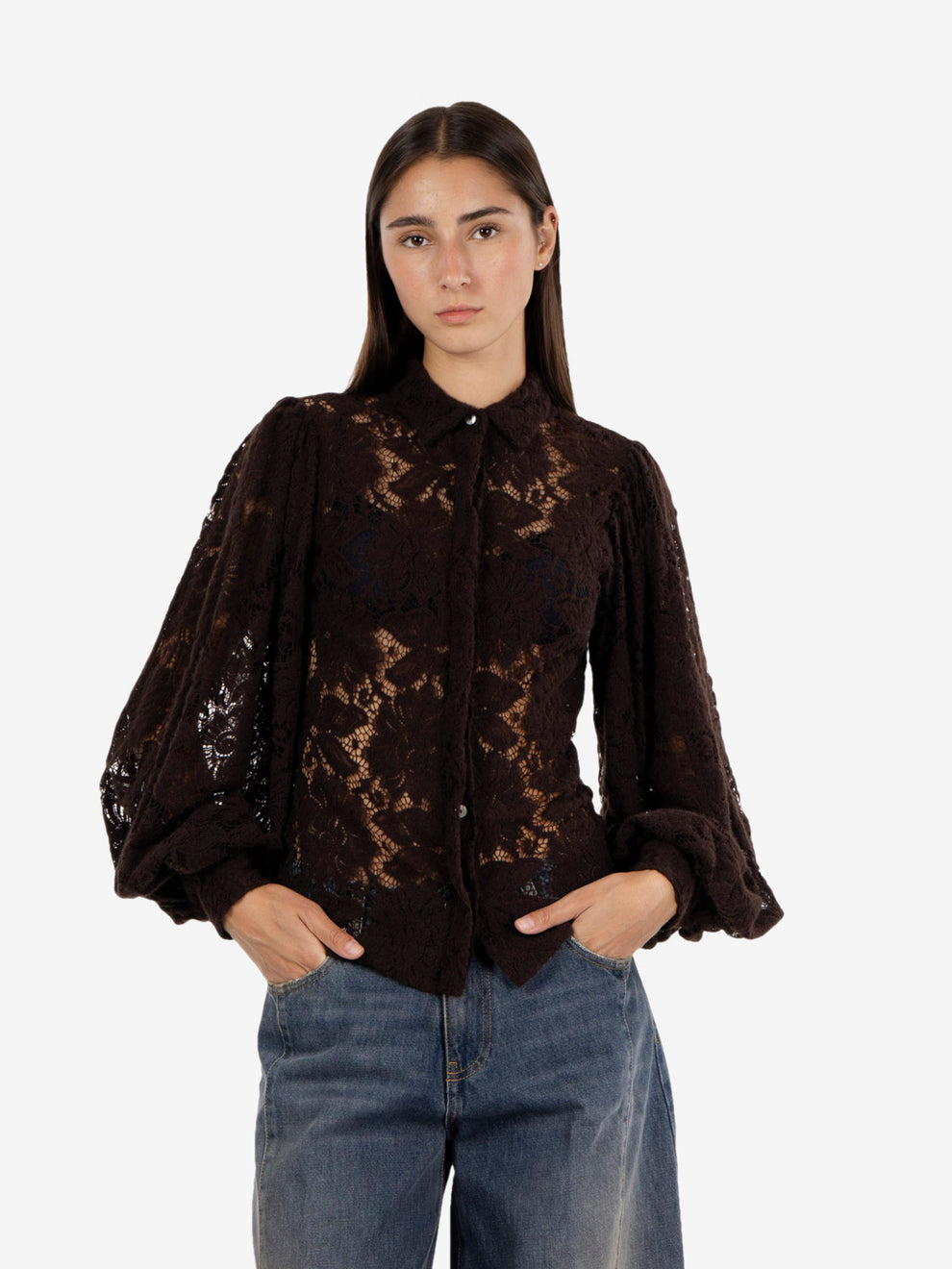 Camicia in pizzo balloon moro