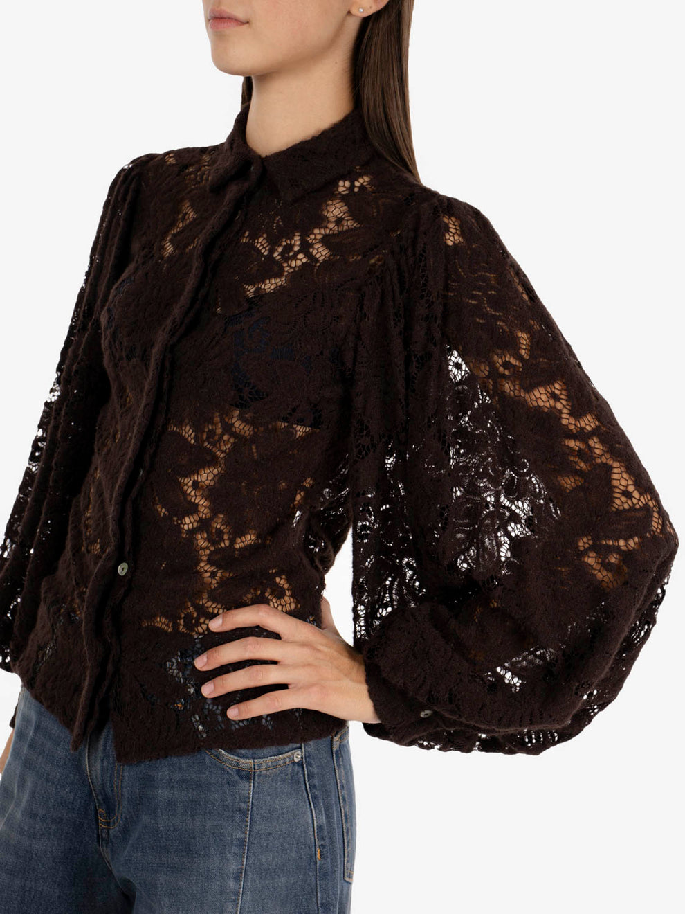 Camicia in pizzo balloon moro