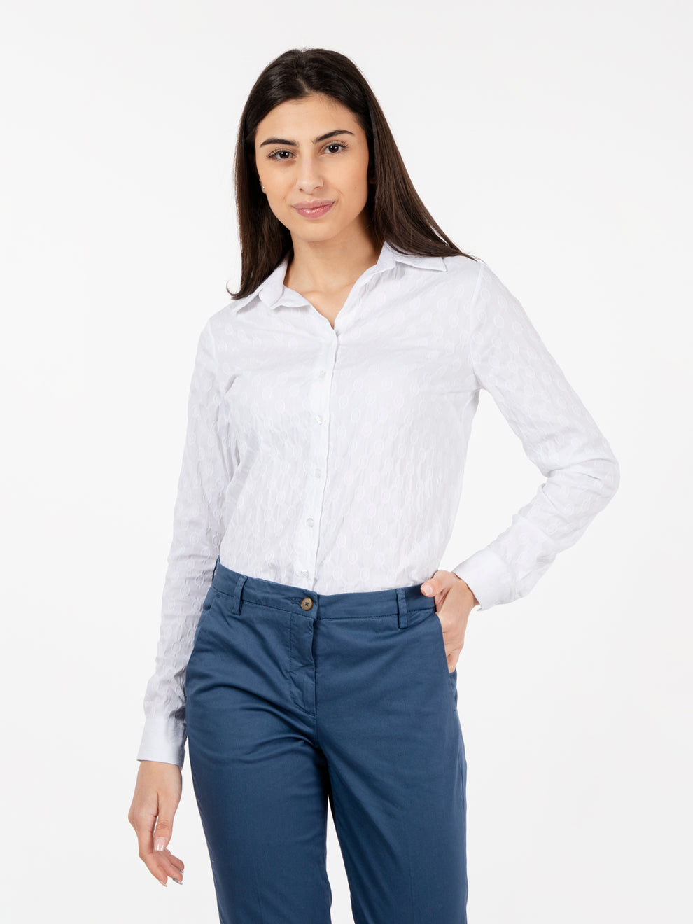 Camicia in tessuto operato bianca
