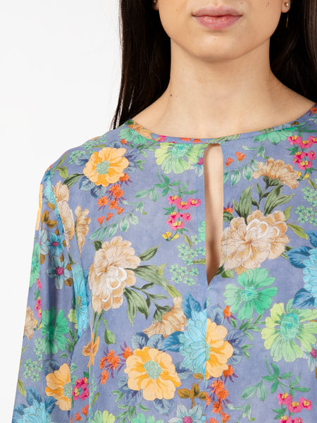 Camicia in viscosa fantasia fiori multicolor