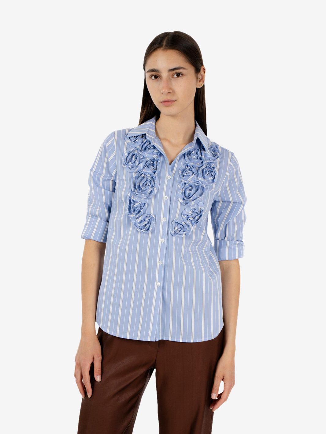 Ingrid shirt with blue striped roses
