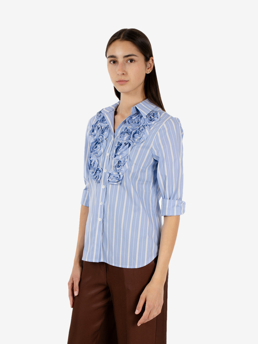 Ingrid shirt with blue striped roses