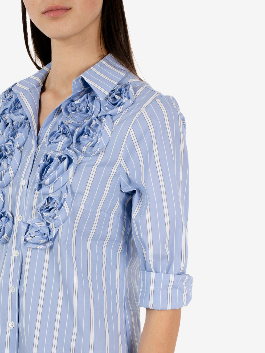 Ingrid shirt with blue striped roses