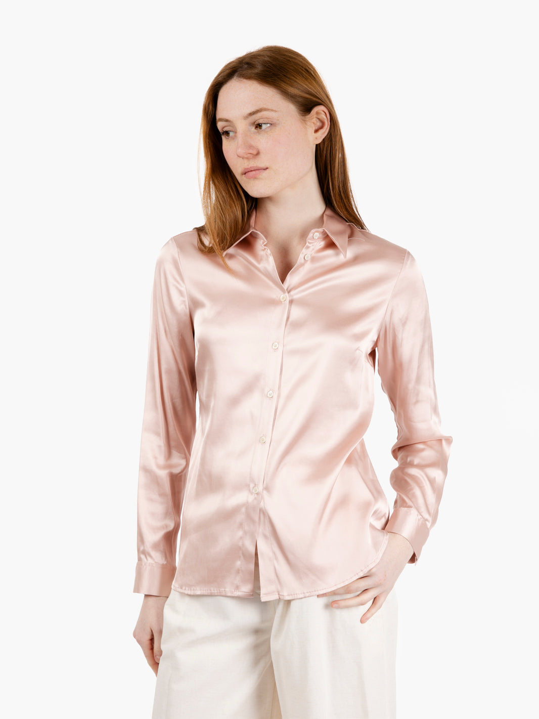 Iria pink satin shirt