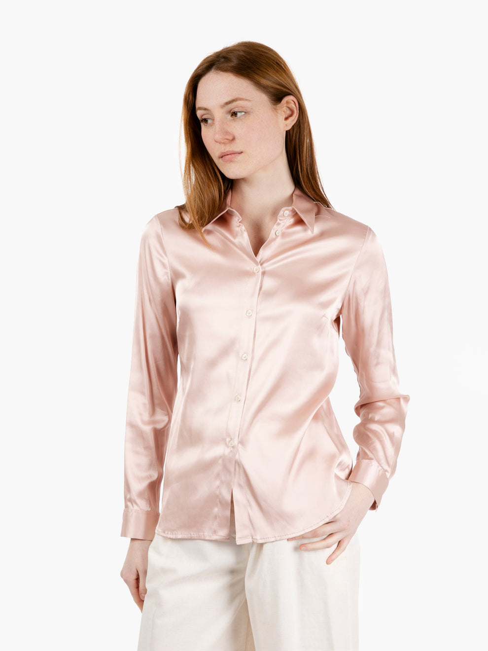 Iria pink satin shirt