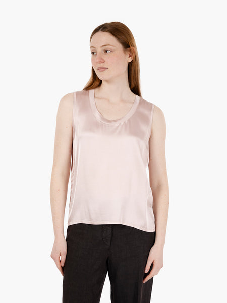 Camicia Irina smanicata in raso rosa