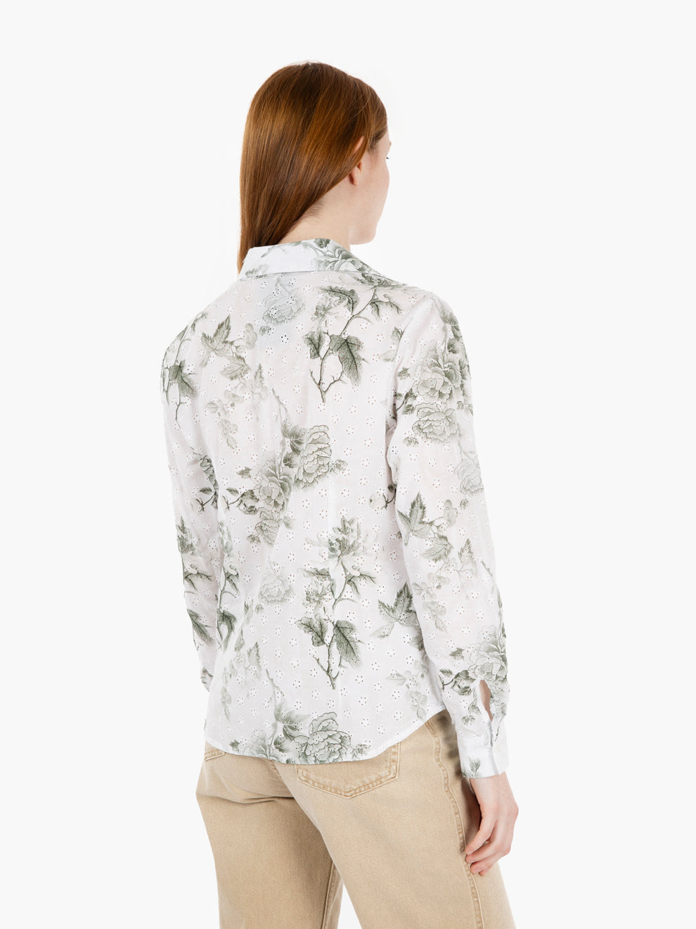 Isotta shirt sangallo pattern white / green