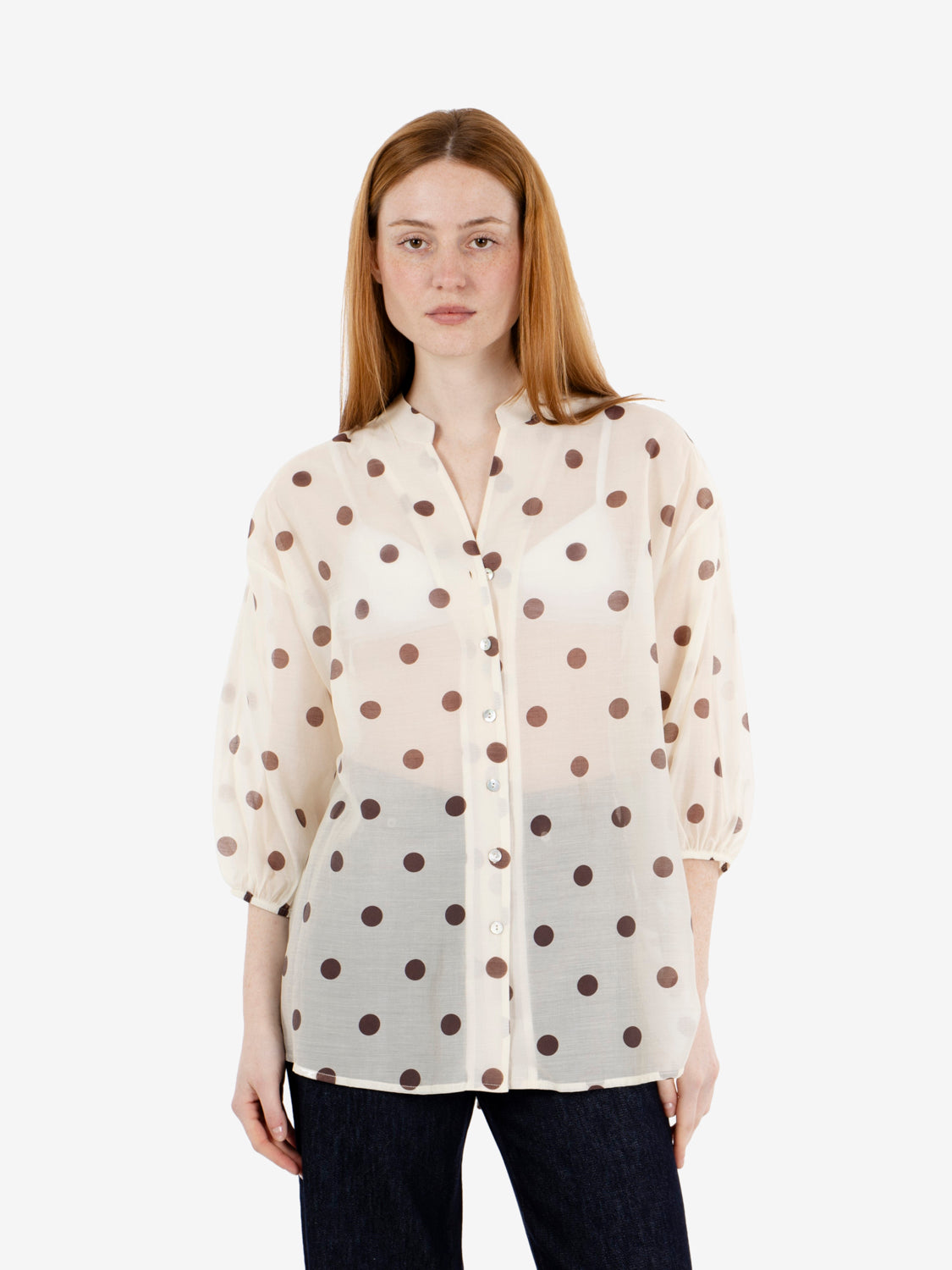Camicia Jennifer over a pois panna / moro
