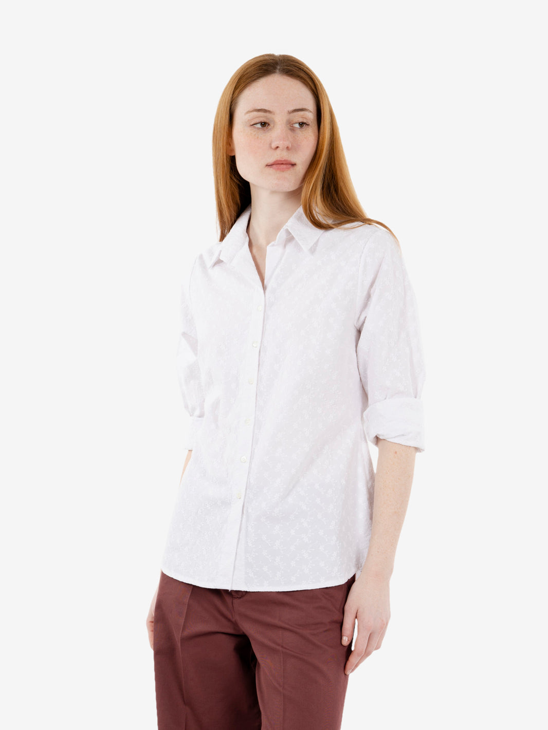Camicia Junko con ricami bianco