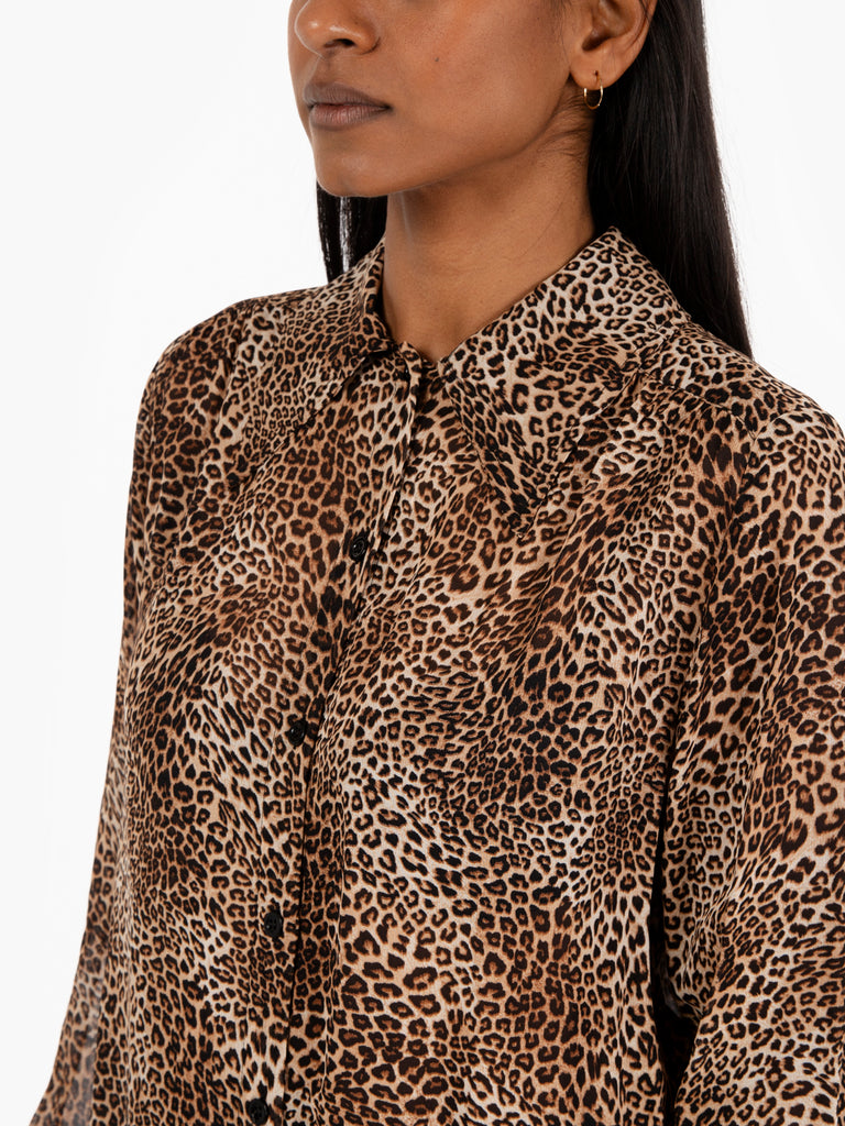 STIMM - Camicia leggera fantasia animalier marrone