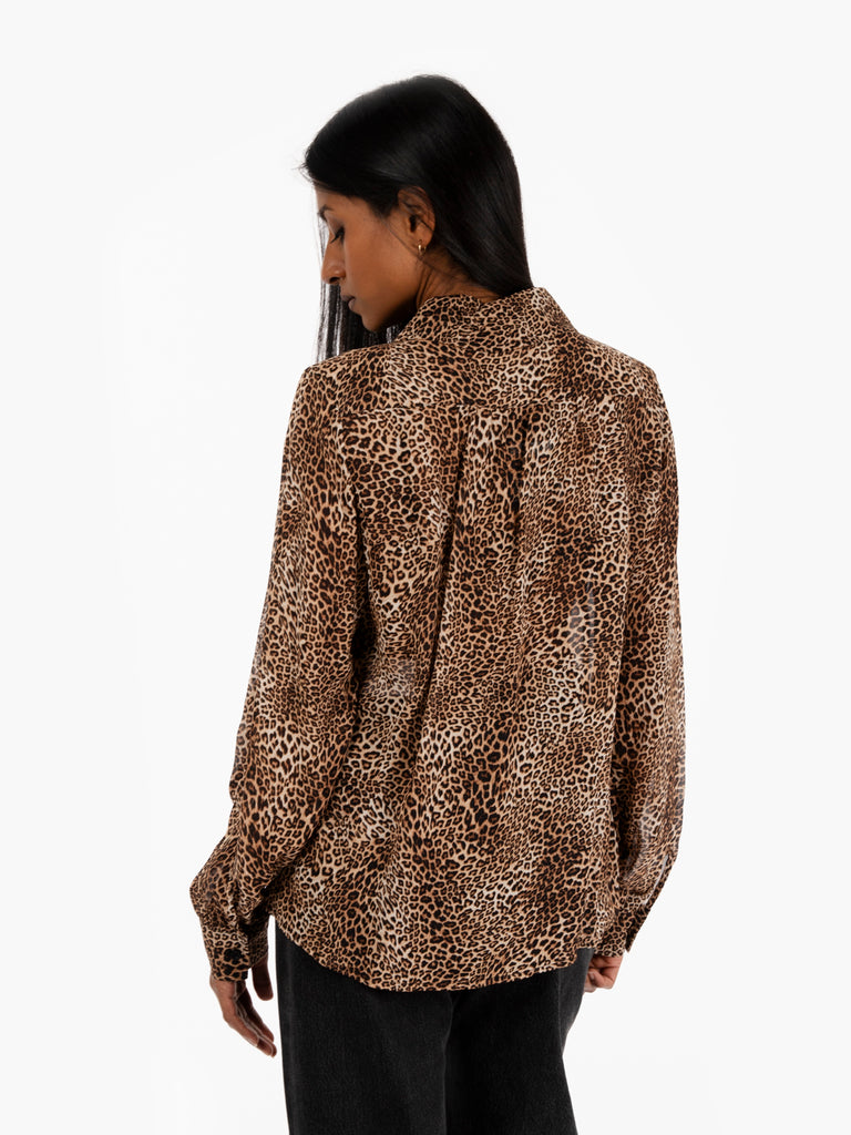 STIMM - Camicia leggera fantasia animalier marrone