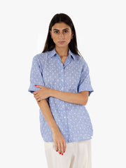 STIMM - Camicia manica corta operata azzurra