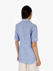 STIMM - Camicia manica corta operata azzurra