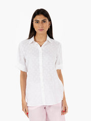 STIMM - Camicia manica corta operata bianca