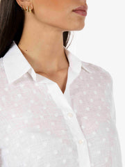 STIMM - Camicia manica corta operata bianca