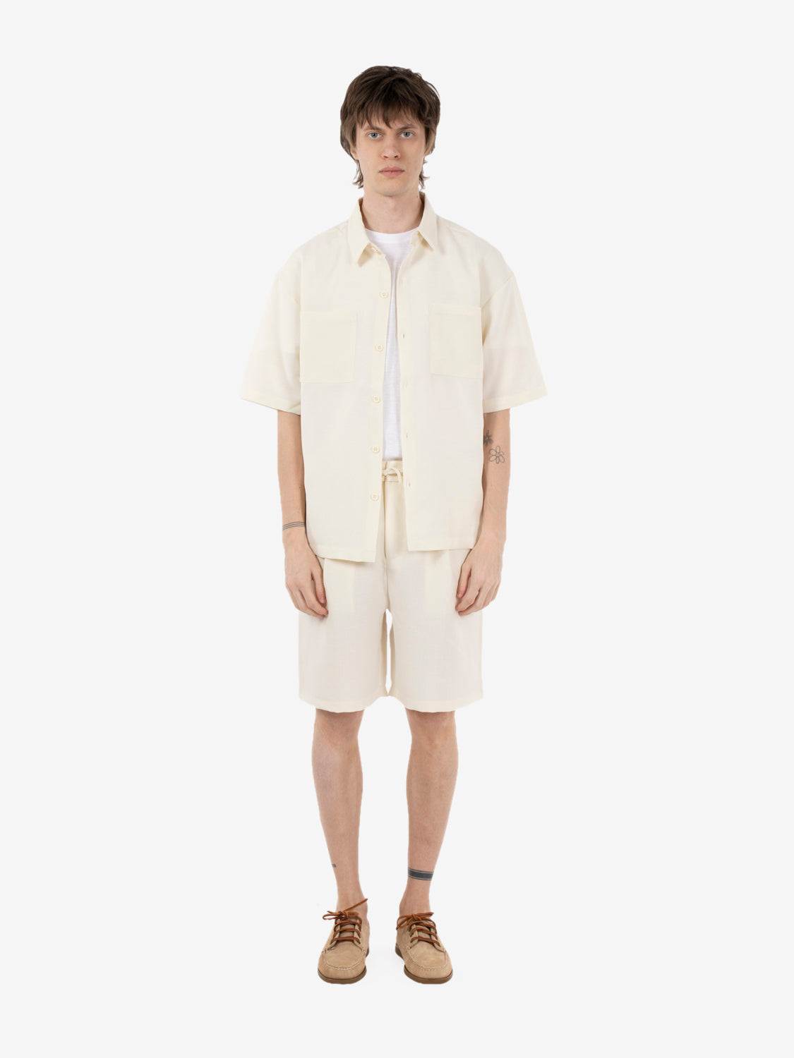 Camicia manica corta panna