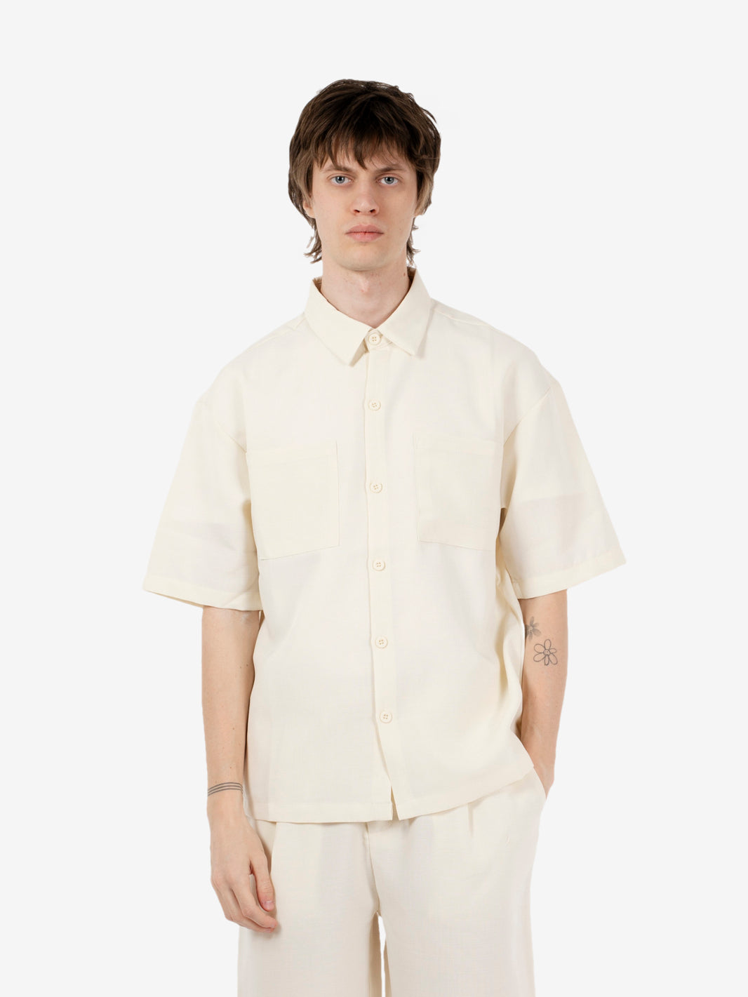 Camicia manica corta panna