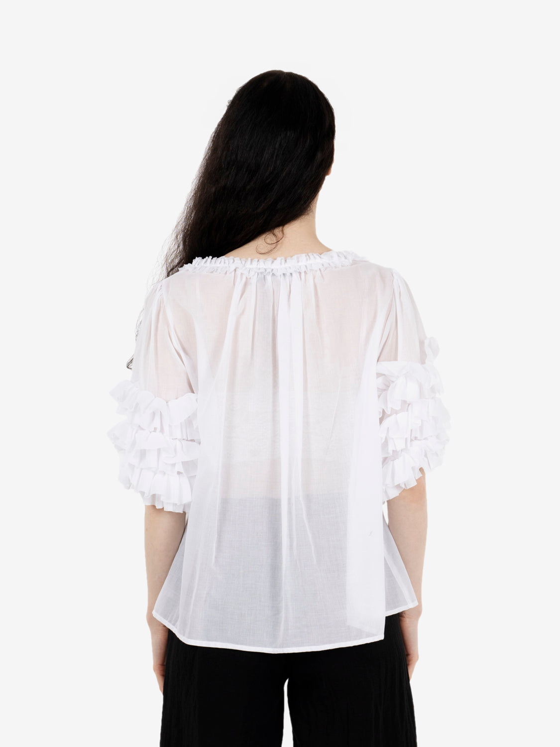 Camicia maniche volant bianco