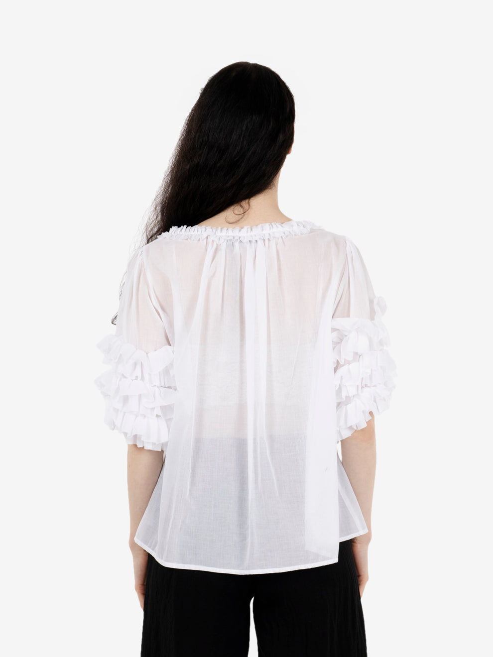 Camicia maniche volant bianco