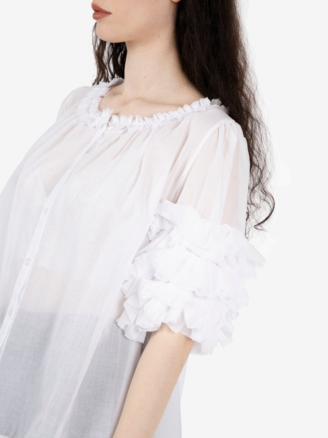 Camicia maniche volant bianco